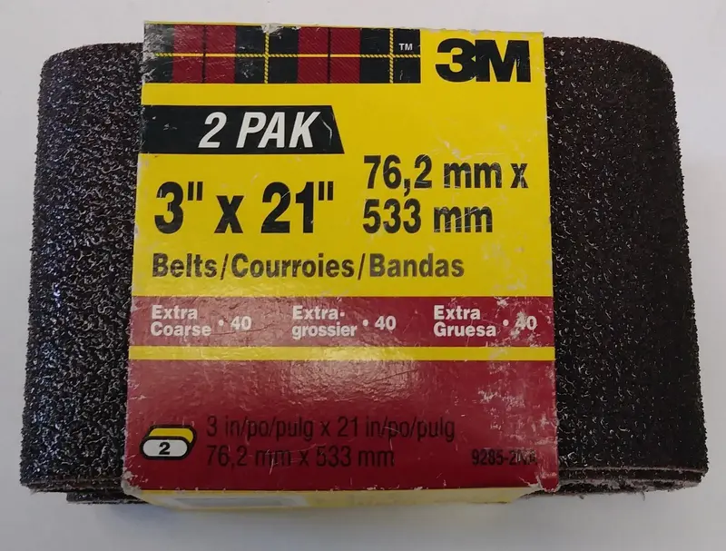 3M 9285-2Na Extra-Coarse 3-Inch X 21-Inch Sanding Belts — 40-Grit, 2-Pack 1