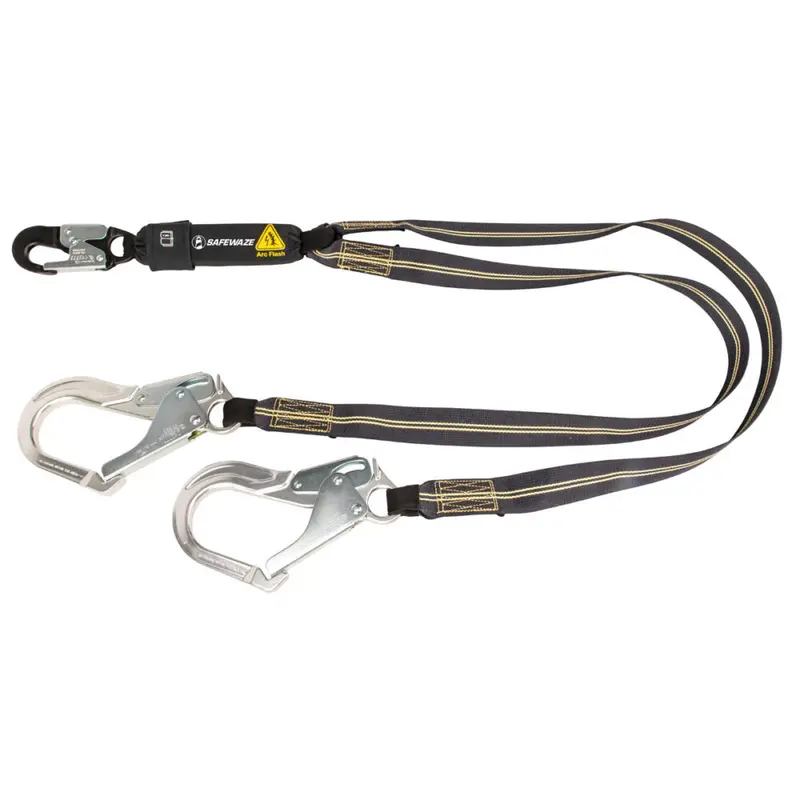 6-Foot Arc Flash Energy Absorbing Lanyard With Aramid Webbing And Dual Aluminum Rebar Hooks 1