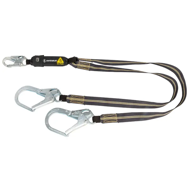 6-Foot Arc Flash Energy Absorbing Lanyard With Aramid Webbing And Dual Rebar Hooks 1