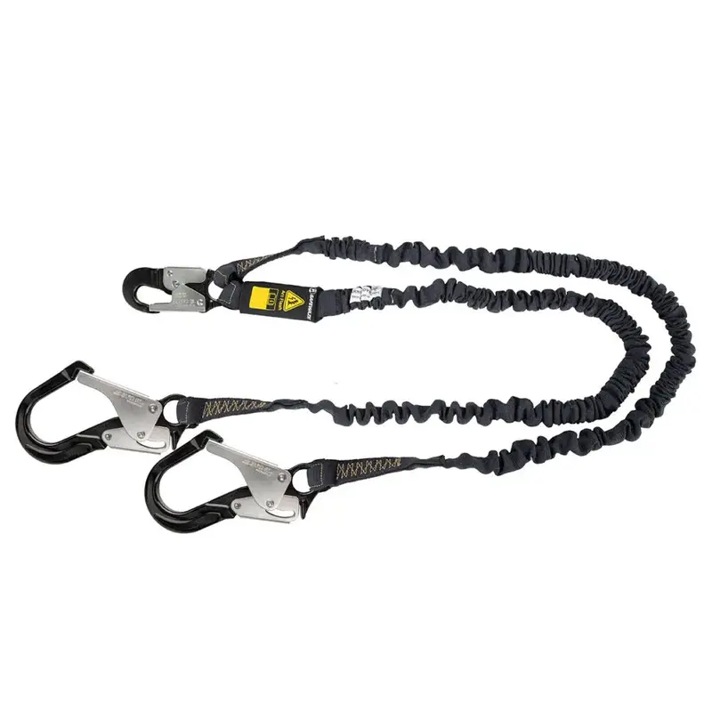 6-Foot Arc Flash Internal Energy Absorbing Lanyard With Aramid Webbing And Dual Aluminum Rebar Hooks 1