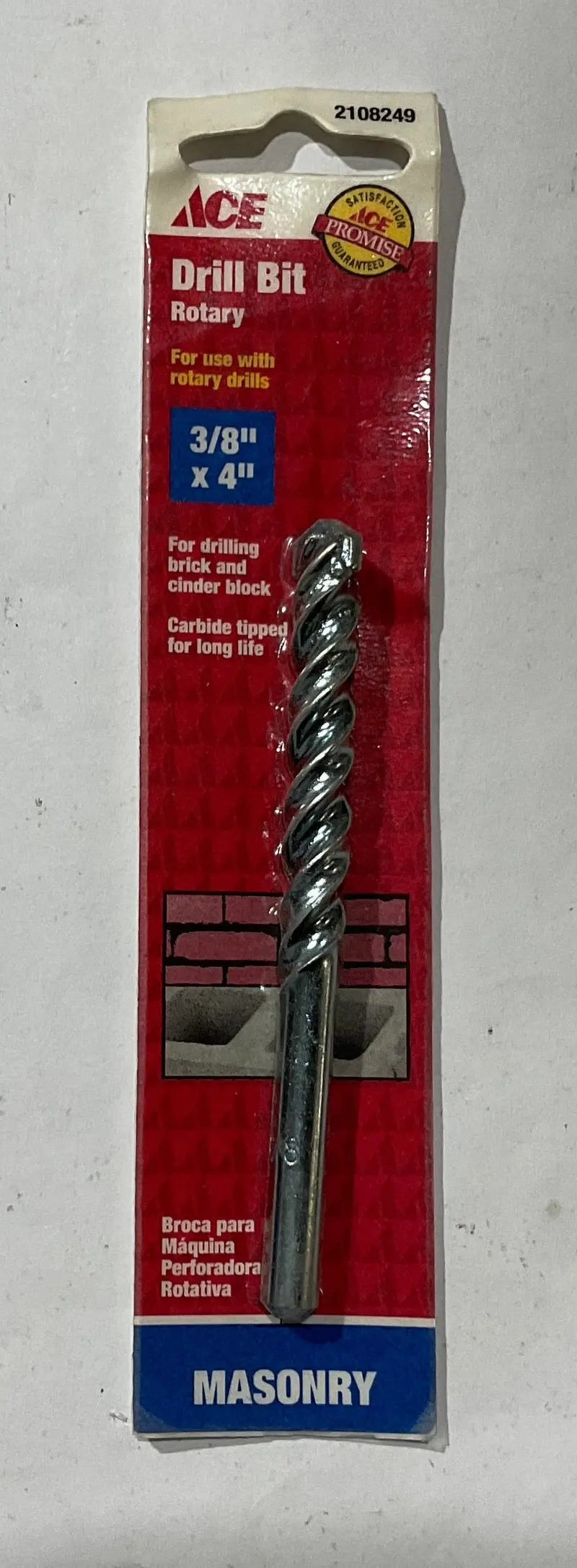 Ace Carbide-Tip Masonry Drill Bit — 3/8" X 4" 1