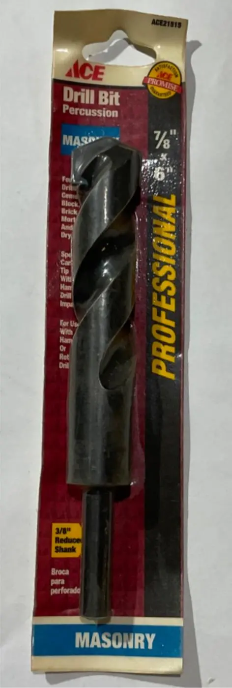 Ace Carbide-Tipped Percussion Masonry Drill Bit — 7/8" X 6" (Reduced Shank Variant) 1