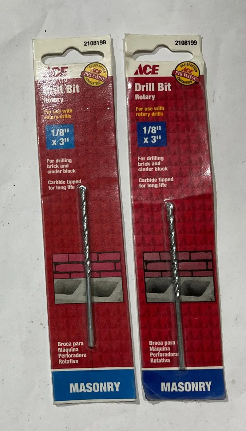 Ace Carbide-Tipped Rotary Masonry Drill Bit — 1/8" X 3", 2-Pack, #51 1