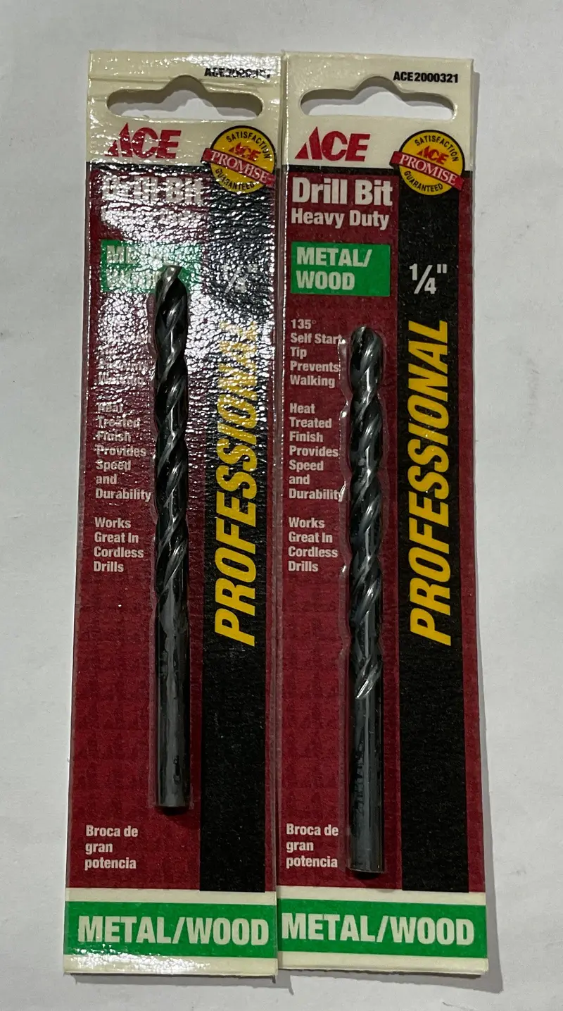 Ace Heavy-Duty Drill Bit Twin Pack – 1/4-Inch × 4-Inch, Versatile For Metal And Wood (Model 2000321) 1