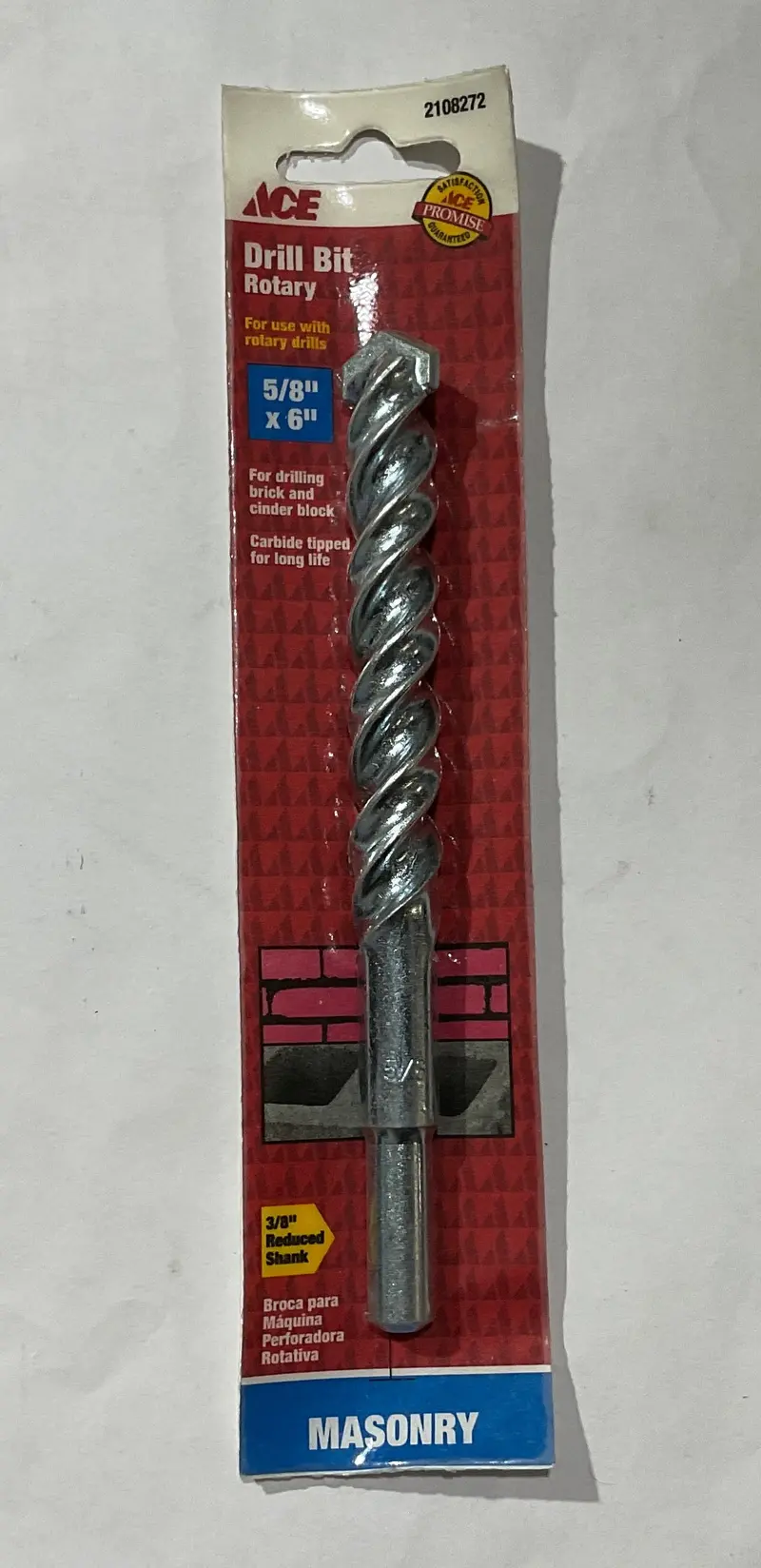 Ace Rotary Carbide-Tipped Masonry Bit – 5/8-Inch × 6-Inch, Optimized For Drilling Into Tile And Stone (Model 2108272) 1