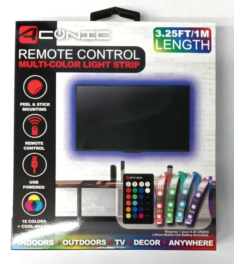 Aconic S-Arls1M-01 Rgb Remote-Controlled Led Light Strip — 1 Meter (3.25 Ft) Flexible Tape 1