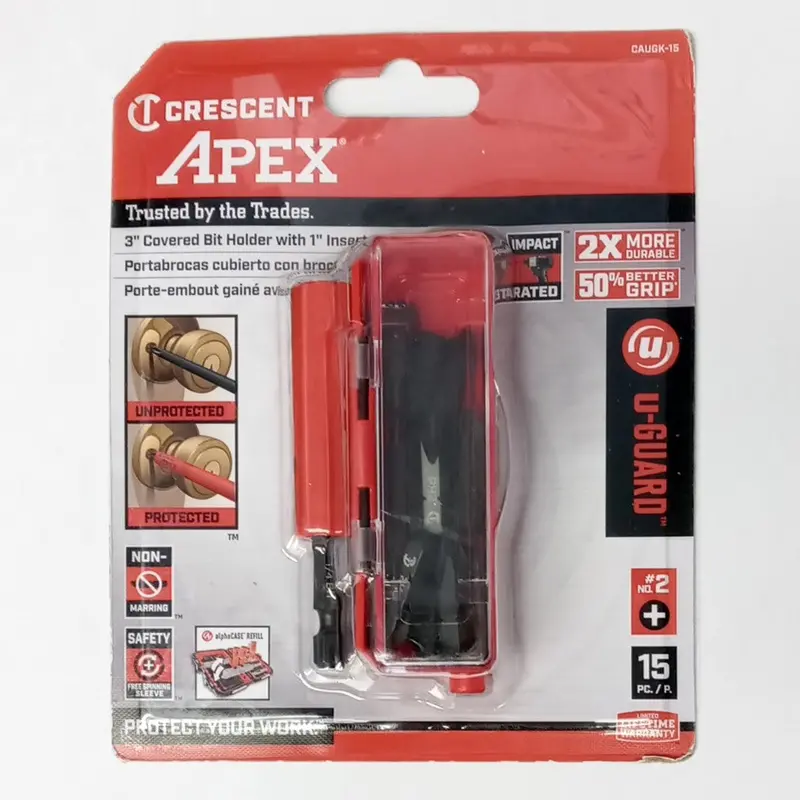 Apex 3-Inch Covered Bit Holder With Interchangeable 1-Inch #2 Phillips Insert Bits (Caugk-15) 1