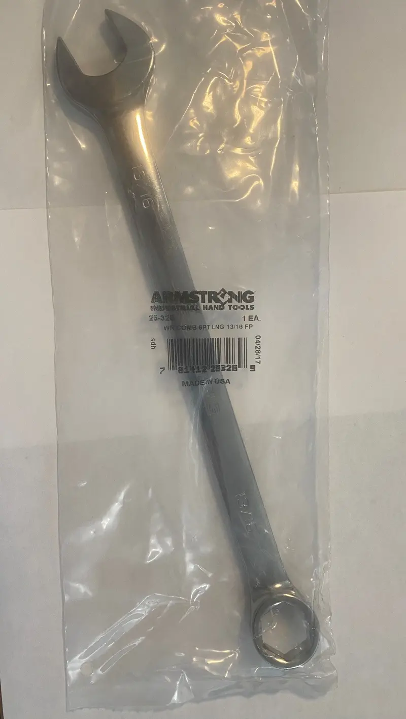 Armstrong 13/16" Combination Wrench – Full-Polish, 6-Point, Domestic Manufacture 1