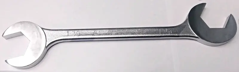 Armstrong 27-844 Angled Open-End Wrench – 1-3/8", Satin Chrome Finish, Dual 15° & 60° Bevels 1