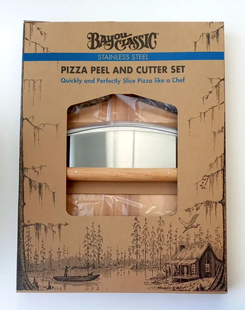 Bayou Classic Pizza Peel & Cutter Combo Set – Stainless Steel Baking & Slicing Kit 1