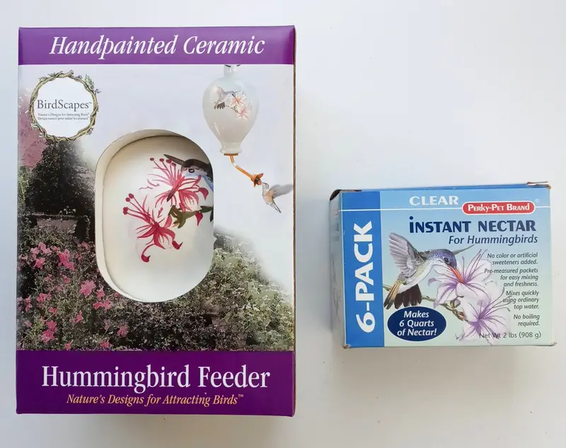 Birdscapes 272 Ceramic Hummingbird Feeder + Perky-Pet 239 Instant Nectar Bundle 1