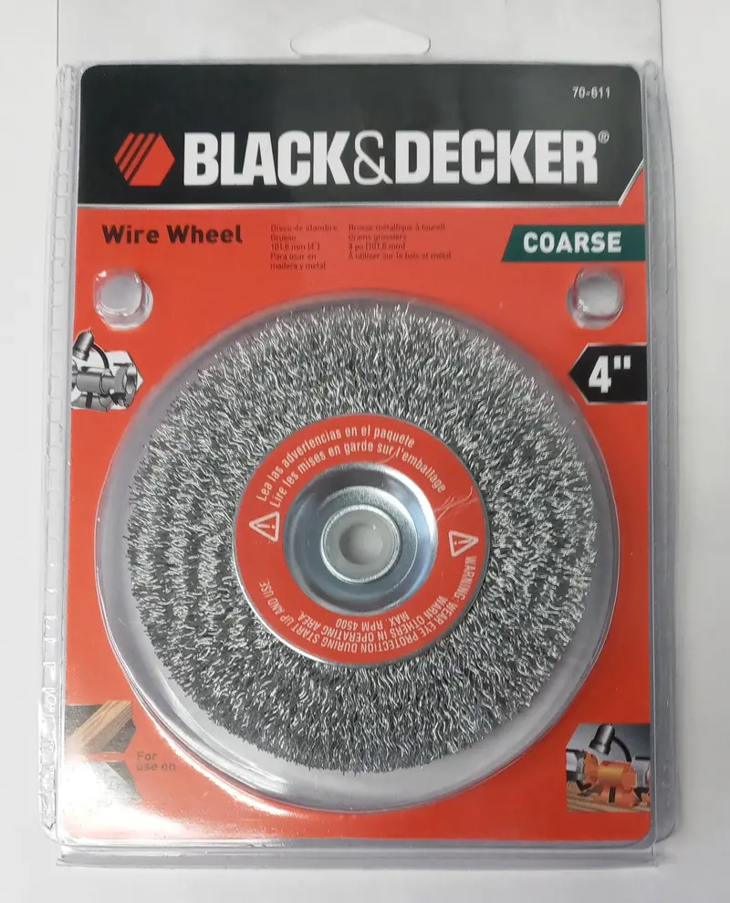 Black & Decker 4" Steel Wire Wheel Brush – Coarse Grade For Bench Grinders, Model 70-611 1
