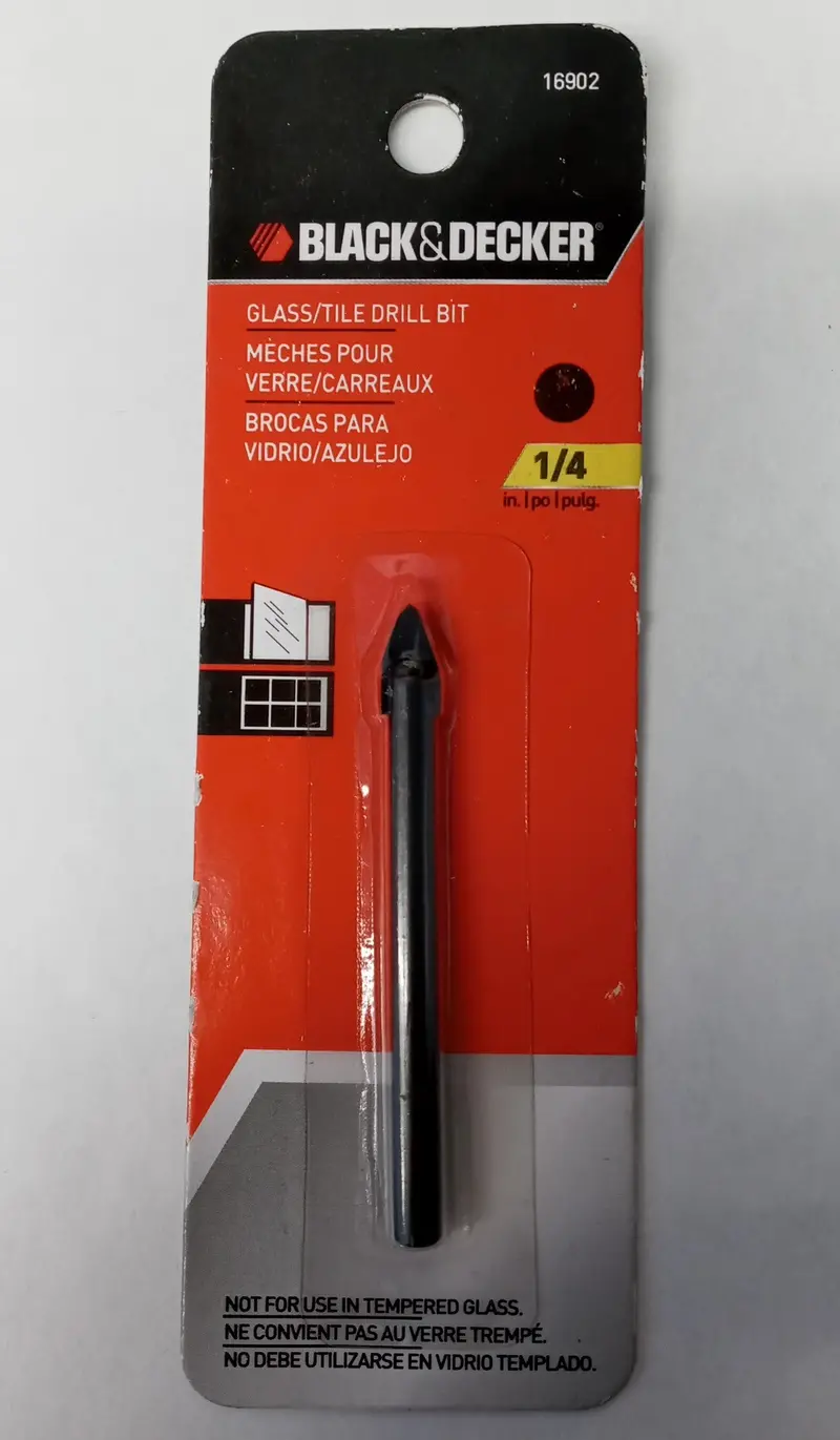 Black+Decker 16902 Glass And Tile Drill Bit – 1/4" Carbide-Tipped, Masonry-Safe 1
