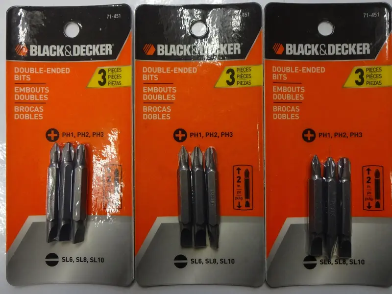 Black+Decker 71-451 Triple-Pack 2-Inch Double-Ended Screwdriver Bit Set 1