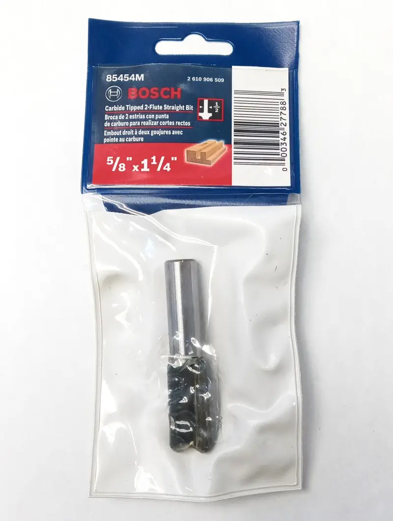 Bosch 5/8" X 1-1/4" Straight Router Bit – Carbide-Tipped, 2-Flute Design (Model 85454M) 1