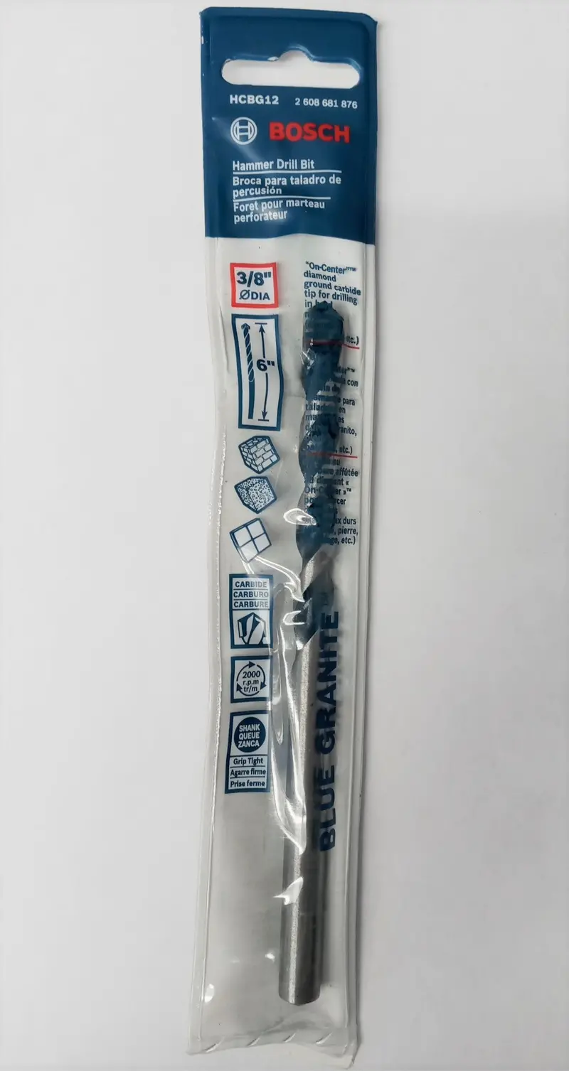 Bosch Blue Granite 3/8" X 6" Hammer Drill Bit – Carbide-Tipped, Heavy-Duty 1