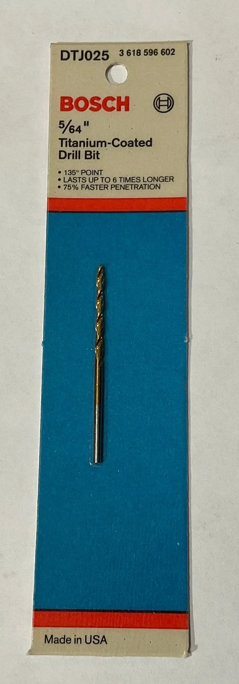 Bosch Dtj025 Titanium-Coated Drill Bit – 5/64" × 2", Precision Ground, Usa 1