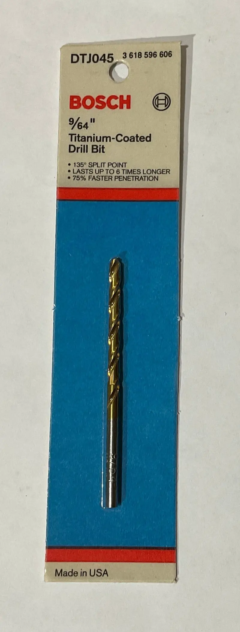 Bosch Dtj045 Titanium-Coated Drill Bit – 9/64" × 3", Precision Tip, Usa-Made 1