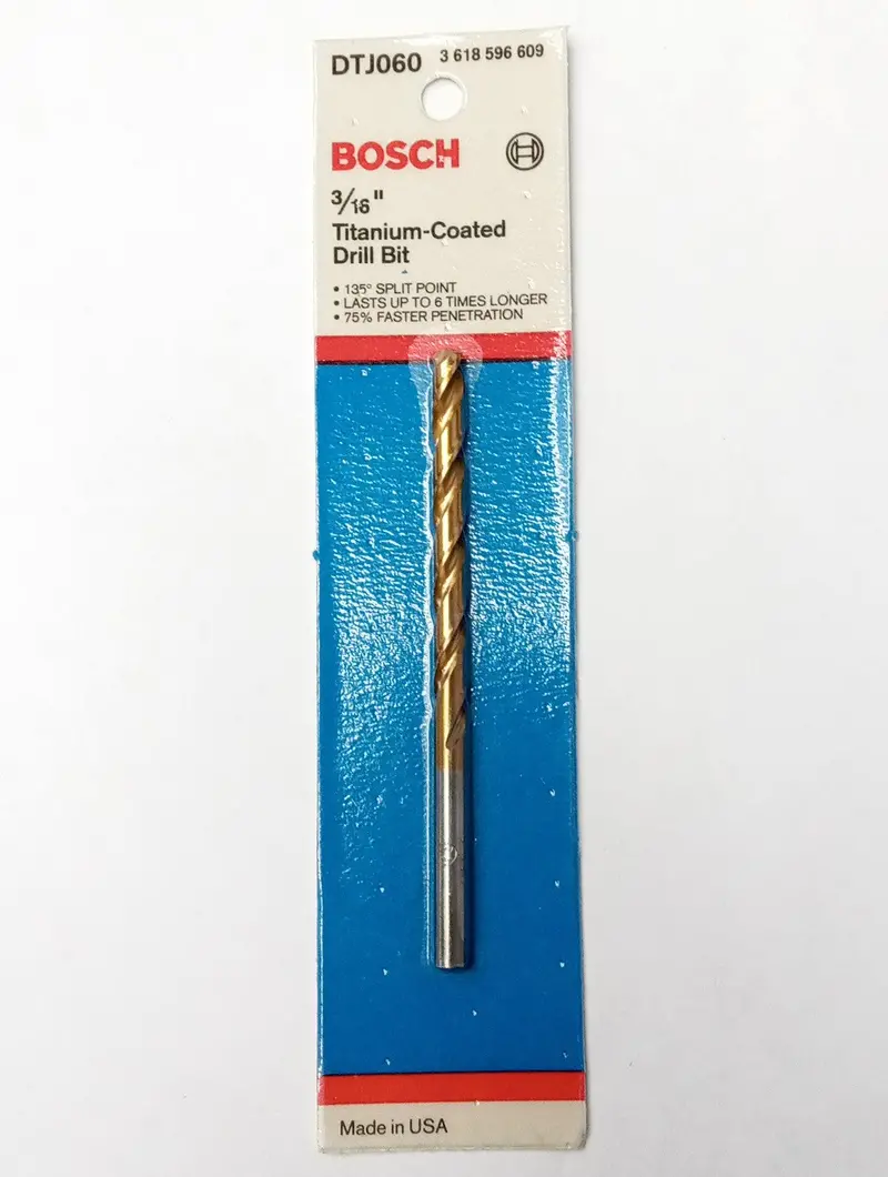Bosch Dtj060 Titanium-Coated Drill Bit – 3/16" × 3-1/2", Corrosion-Resistant, Usa 1