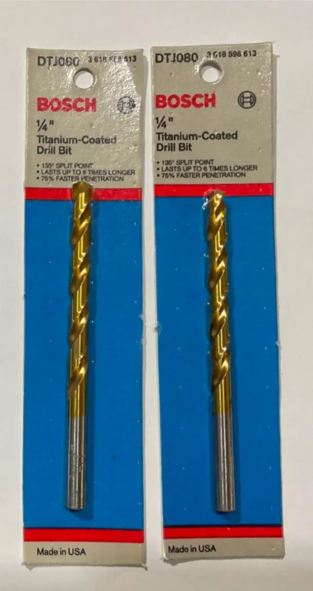 Bosch Dtj080 Titanium-Coated Drill Bit Set – 1/4" × 4", Dual-Piece, Usa 1