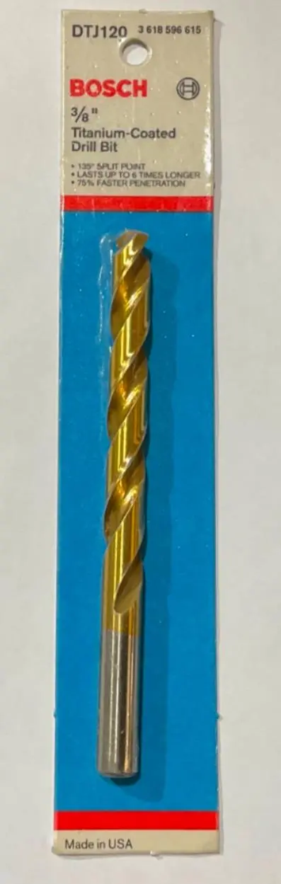 Bosch Dtj120 Titanium-Coated Drill Bit – 3/8" × 5", High-Speed Steel Core, Usa 1