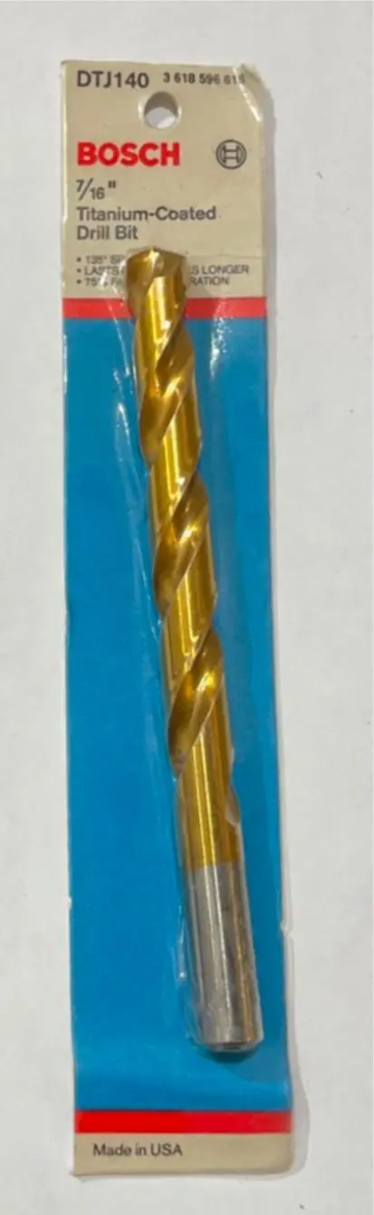 Bosch Dtj140 Titanium-Coated Drill Bit – 7/16" × 5-5/8", Heavy-Duty, Usa-Made 1
