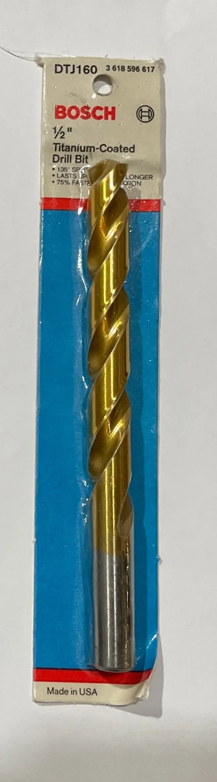 Bosch Dtj160 Titanium-Coated Drill Bit – 1/2" × 6", Extended Reach, Usa 1