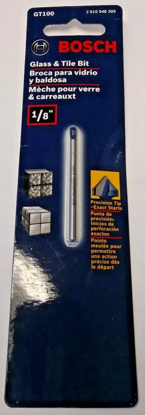 Bosch Gt100 Glass & Tile Drill Bit — 1/8", Carbide-Tipped, #56 1