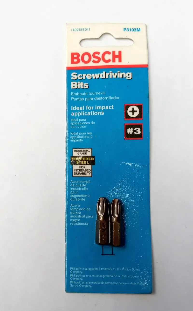 Bosch P3102M Impact Insert Bits – #3 Phillips, 2-Piece, Hardened Steel 1