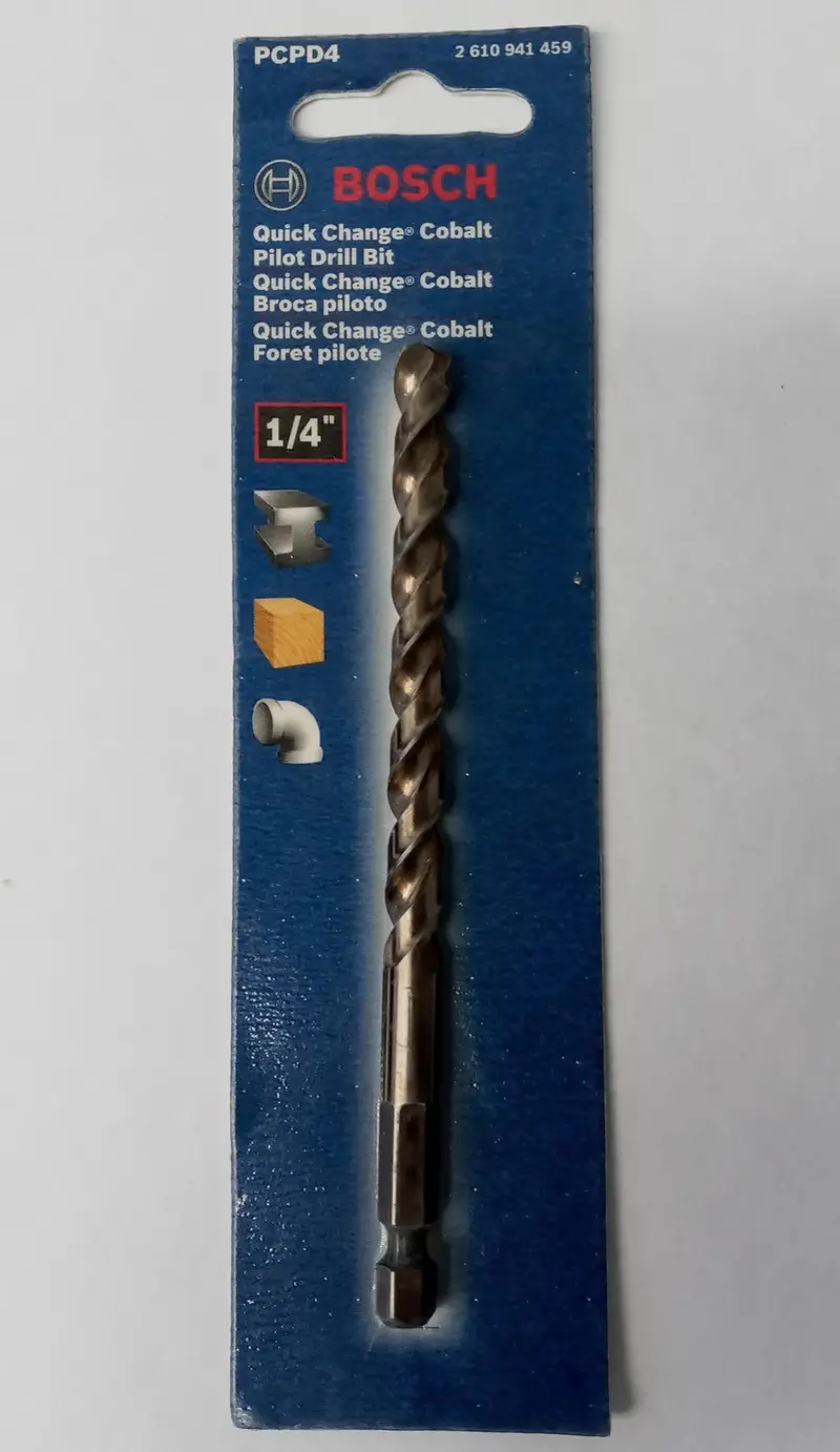 Bosch Pcpd4 Cobalt Pilot Drill Bit – 1/4" Quick-Change Shank, Heat-Resistant Alloy 1