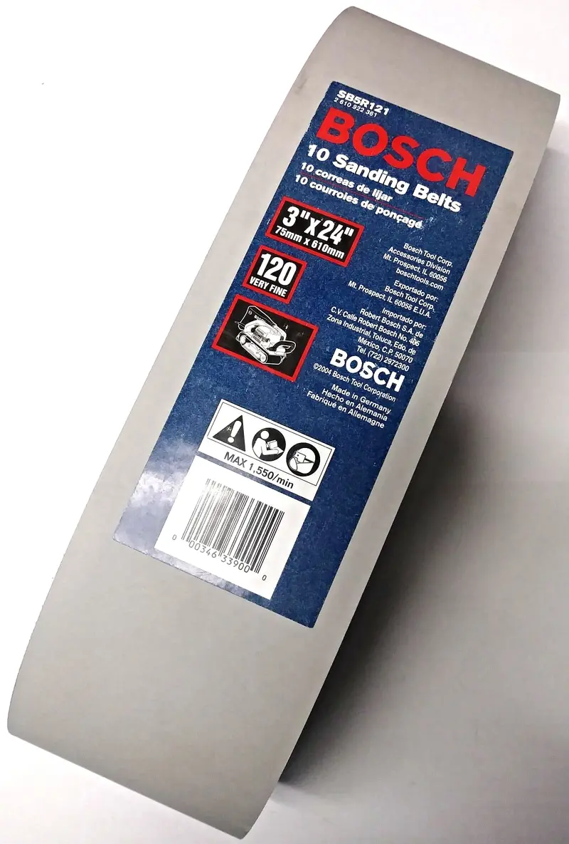 Bosch Sb5R121 Sanding Belts – 3" × 24", 120 Grit (Very Fine), 10-Pack (Made In Germany) 1