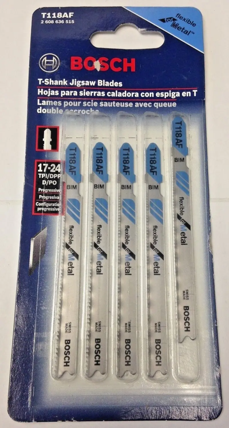 Bosch T118Af Flexible Metal-Cutting Jig Saw Blades — 3-1/2" X 17–24 Tpi, 5-Pack (#I-30) 1