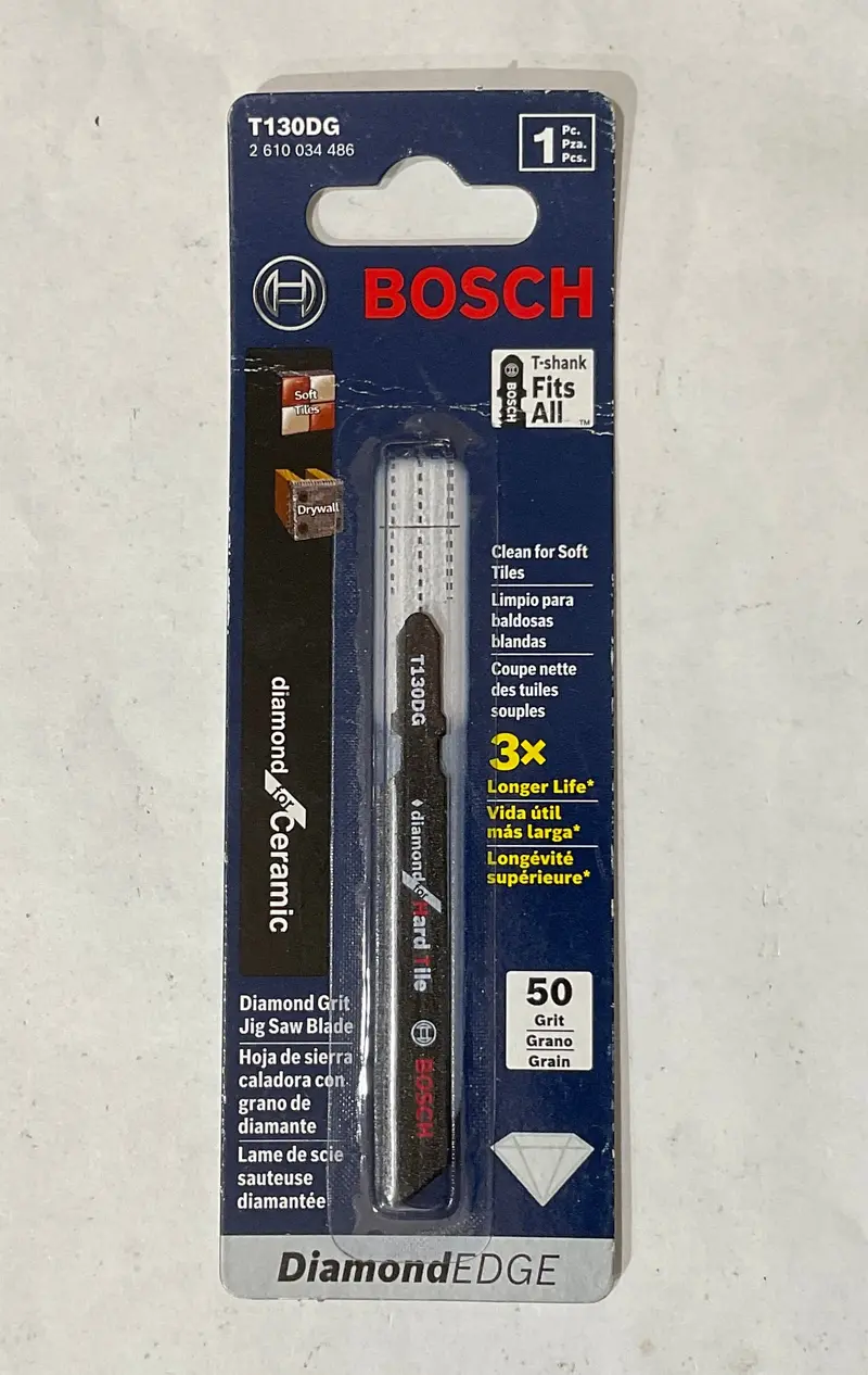 Bosch T130Dg Diamond-Grit Jigsaw Blade – 50-Grit, Single-Piece, For Hard Materials 1