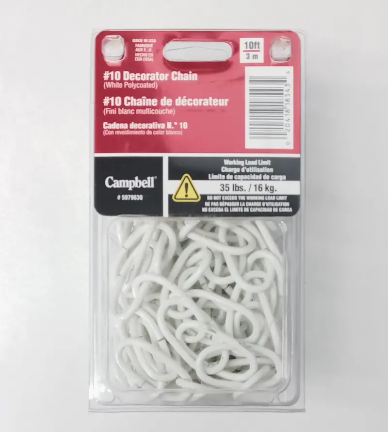 Campbell 5979630 No. 10 White Decorator Chain – 10-Foot Length, Usa-Made 1