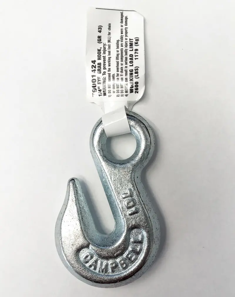 Campbell Forged Eye Grab Hook — 1/4" Shank, 2600 Lb Working Load Limit 1
