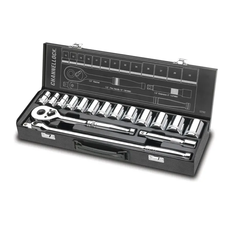Channellock 32162 – 16-Piece 1/2" Drive Metric Socket Set With Ratchet 1