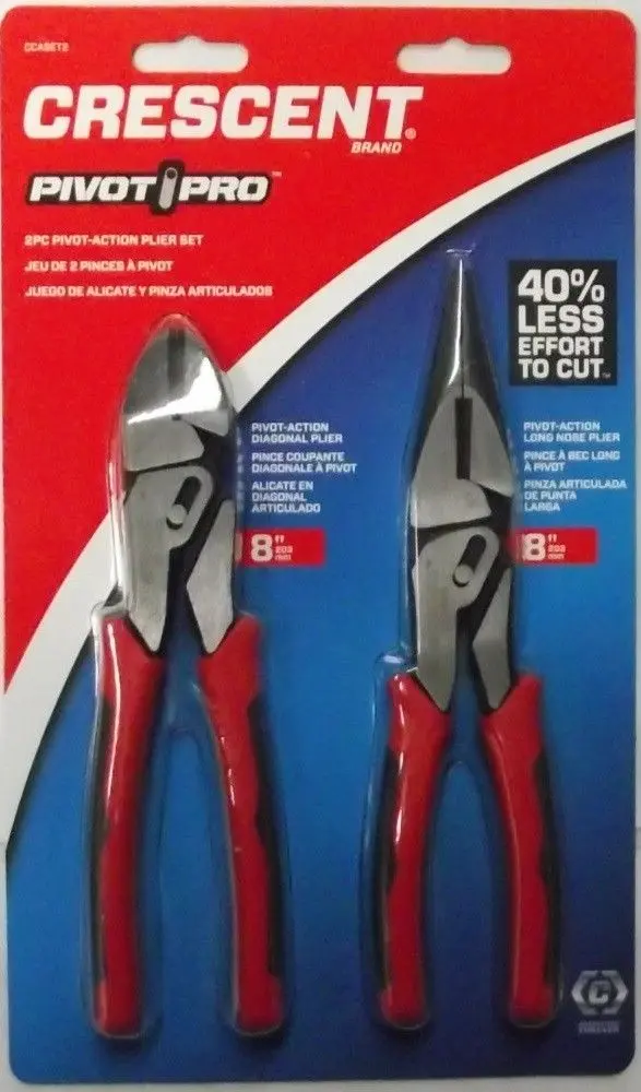Crescent Ccaset2 Pivot Pro 8-Inch Compound-Action Long-Nose And Diagonal Pliers 1