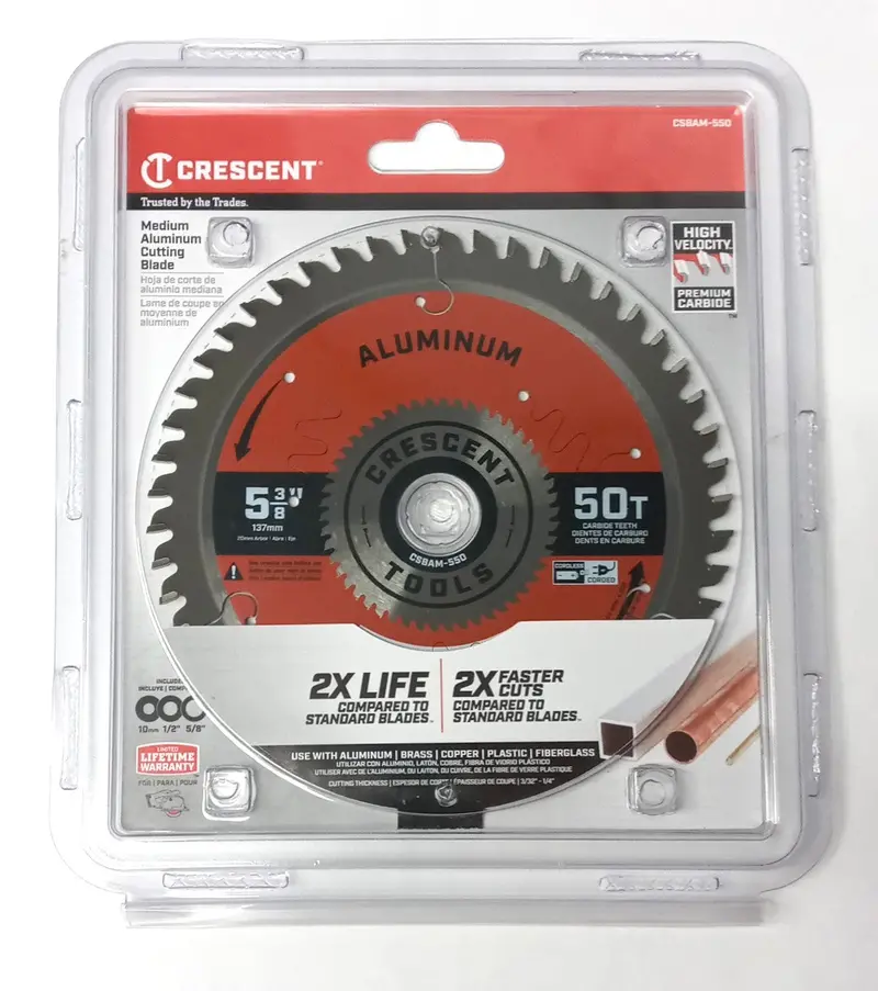 Crescent Csbam-550 5-3/8" Carbide-Tipped Circular Saw Blade – 50 Tooth For Aluminum 1