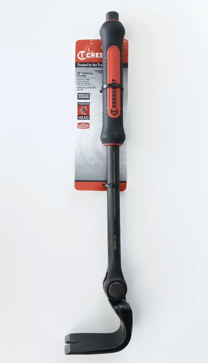 Crescent Indexing Flat Pry Bar – 18" Comfort-Grip Tool With Adjustable Lever Points 1