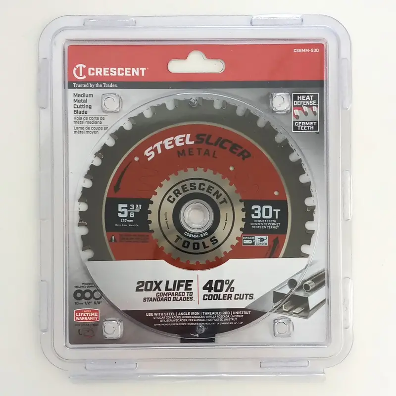 Crescent Steelslicer 5-3/8" Circular Saw Blade – 30-Tooth, Medium-Metal Cutting, Model Csbmm-530 1