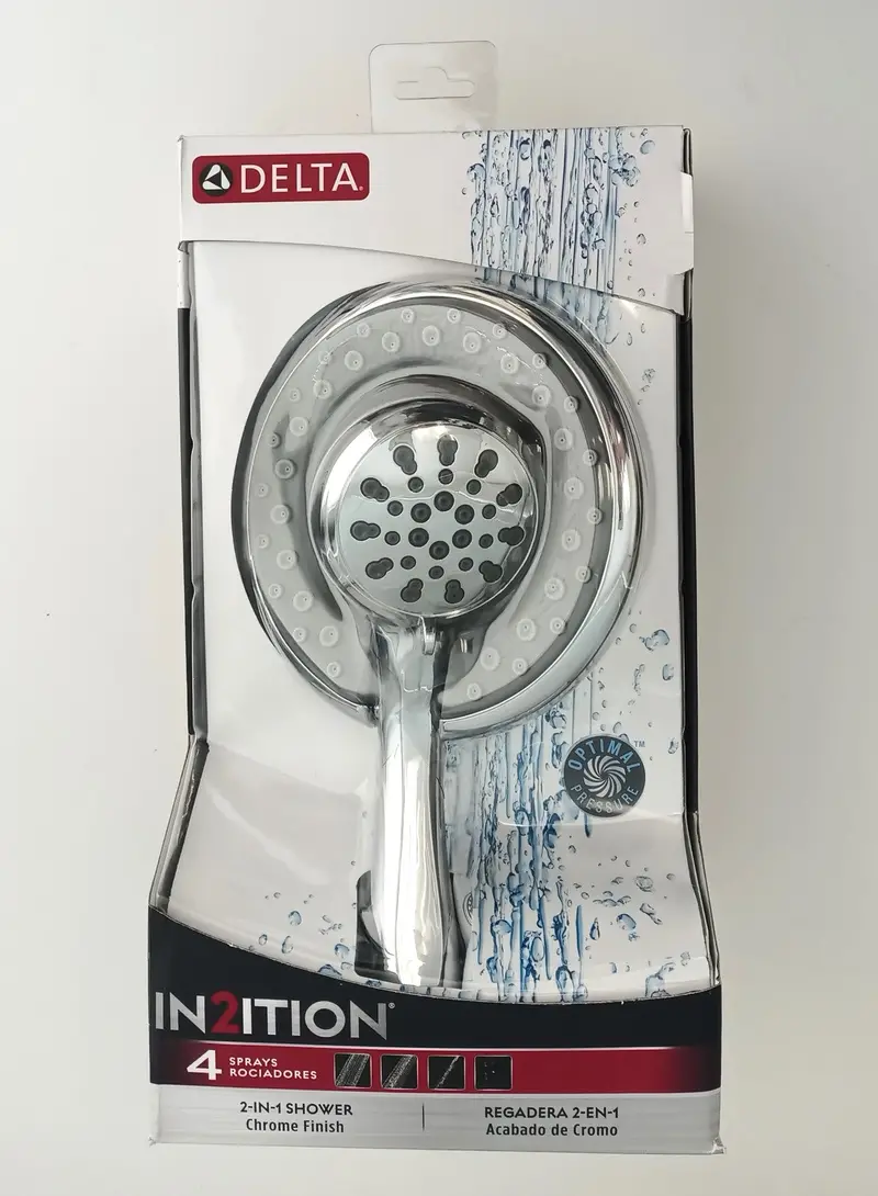 Delta In2Ition 2-In-1 Showerhead – Stainless Steel Chrome, 4 Spray Options, Detachable Handheld 1