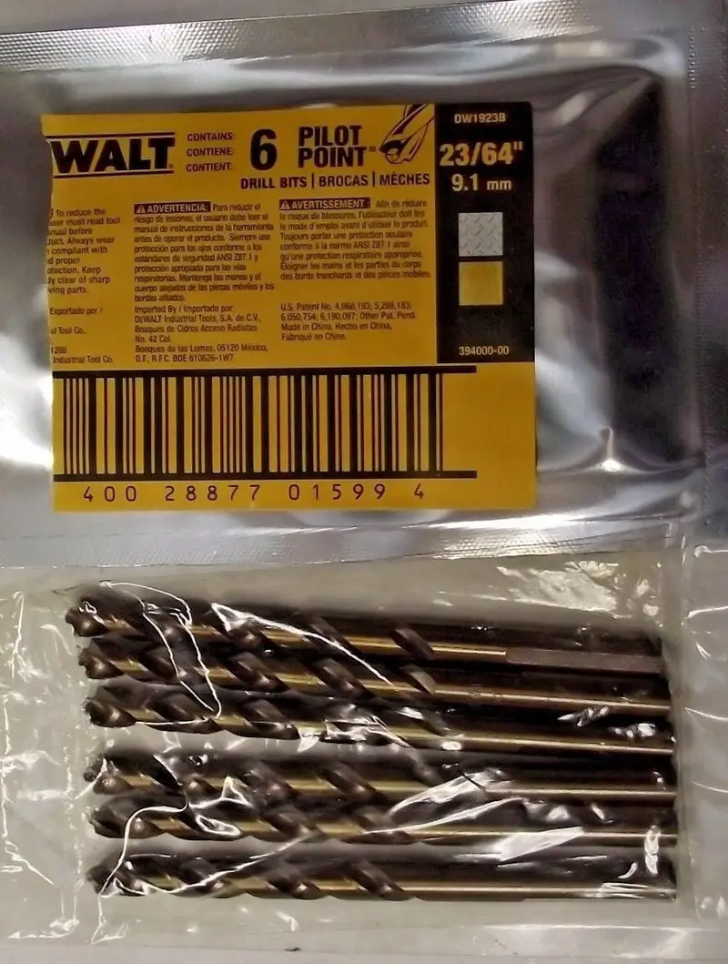 Dewalt Dw1923 Pilot Point Drill Bits: 23/64-Inch, 6-Piece Set 1