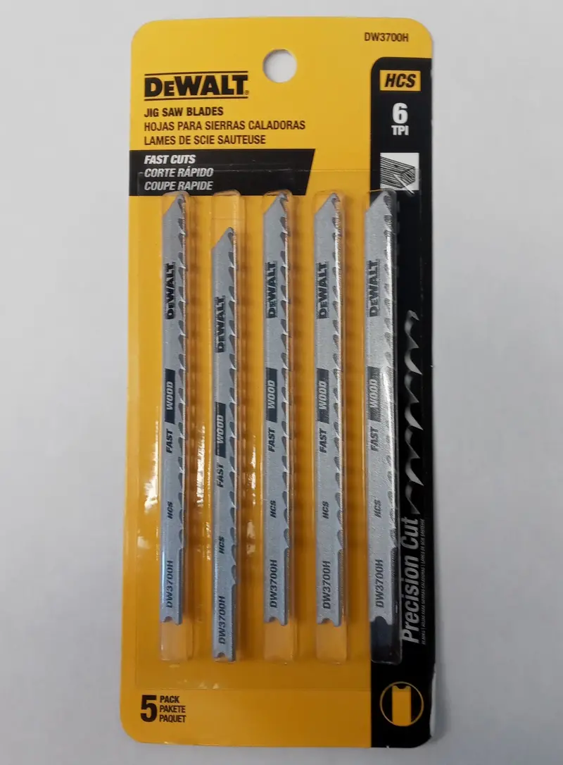 Dewalt Dw3700H Fast-Cut Wood Jig Saw Blades – 6 Tpi Hcs, 5-Pack 1