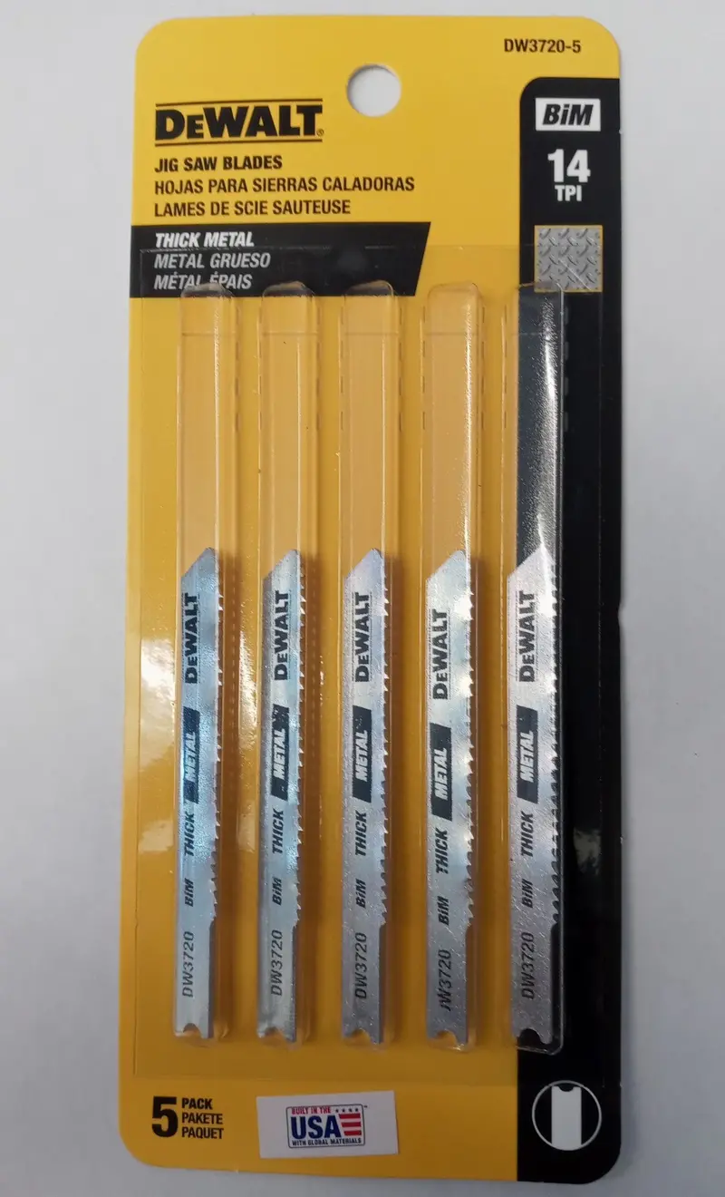 Dewalt Dw3720-5 Jig Saw Blades – 14 Tpi Bi-Metal, Thick Metal Cutting, 5-Pack 1