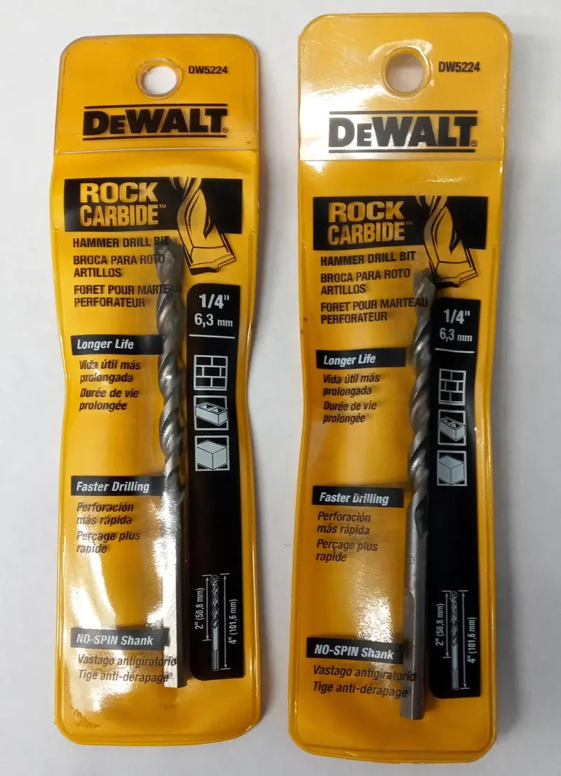 Dewalt Dw5224 Carbide-Tipped Hammer Drill Bit – 1/4-Inch Diameter, 2-Pack For Masonry 1