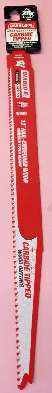 Diablo 12" Wood-Cutting Reciprocating Blade – 6/9 Tpi Carbide-Tipped, Made In Usa 1