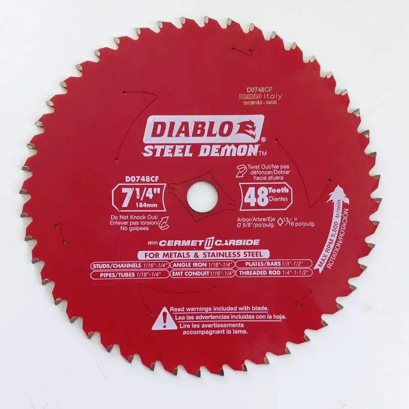 Diablo D0748Cf 7-1/4" 48-Tooth Steel Demon Metal-Cutting Circular Saw Blade – Italy 1
