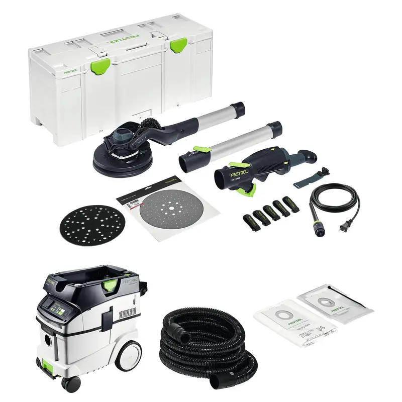 Festool Planex 2.0 Lhs 225 Eqi-Plus Drywall Sander + Ct 36 Ei Ac Dust Extractor Combo 1