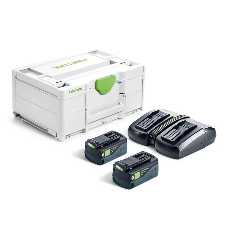 Festool Sys 18V Energy Set: Dual 5.0Ah Batteries + Tcl 6 Duo Charger 1