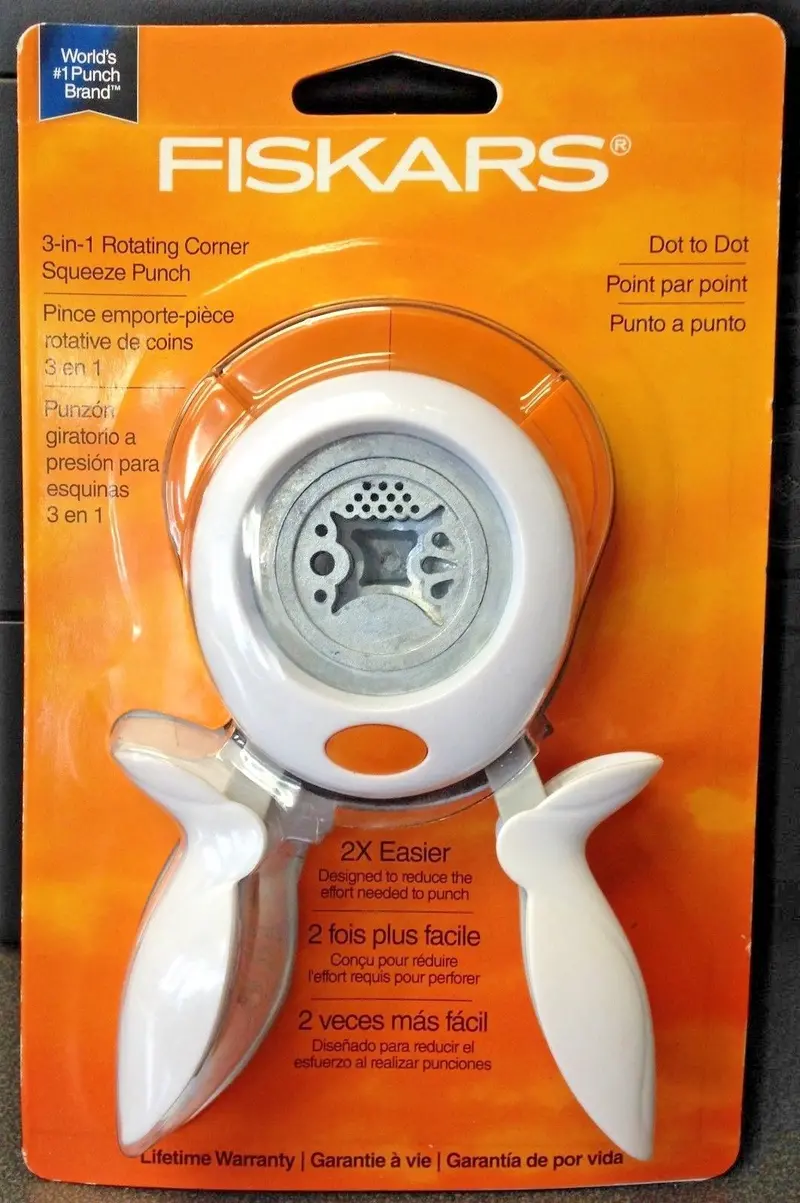 Fiskars Rotating Corner Punch – 3-In-1 Dot-To-Dot Design (Model 158480-1001) 1